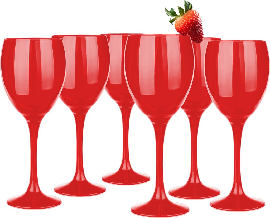 Glasmark Krosno Weinglas Rotwein Weingläser Set Gläser Rotwein Weisswein Rotweinglas Rotweingläser Weissweingläser Wein Kelch Rot Lackiert 6 x ...