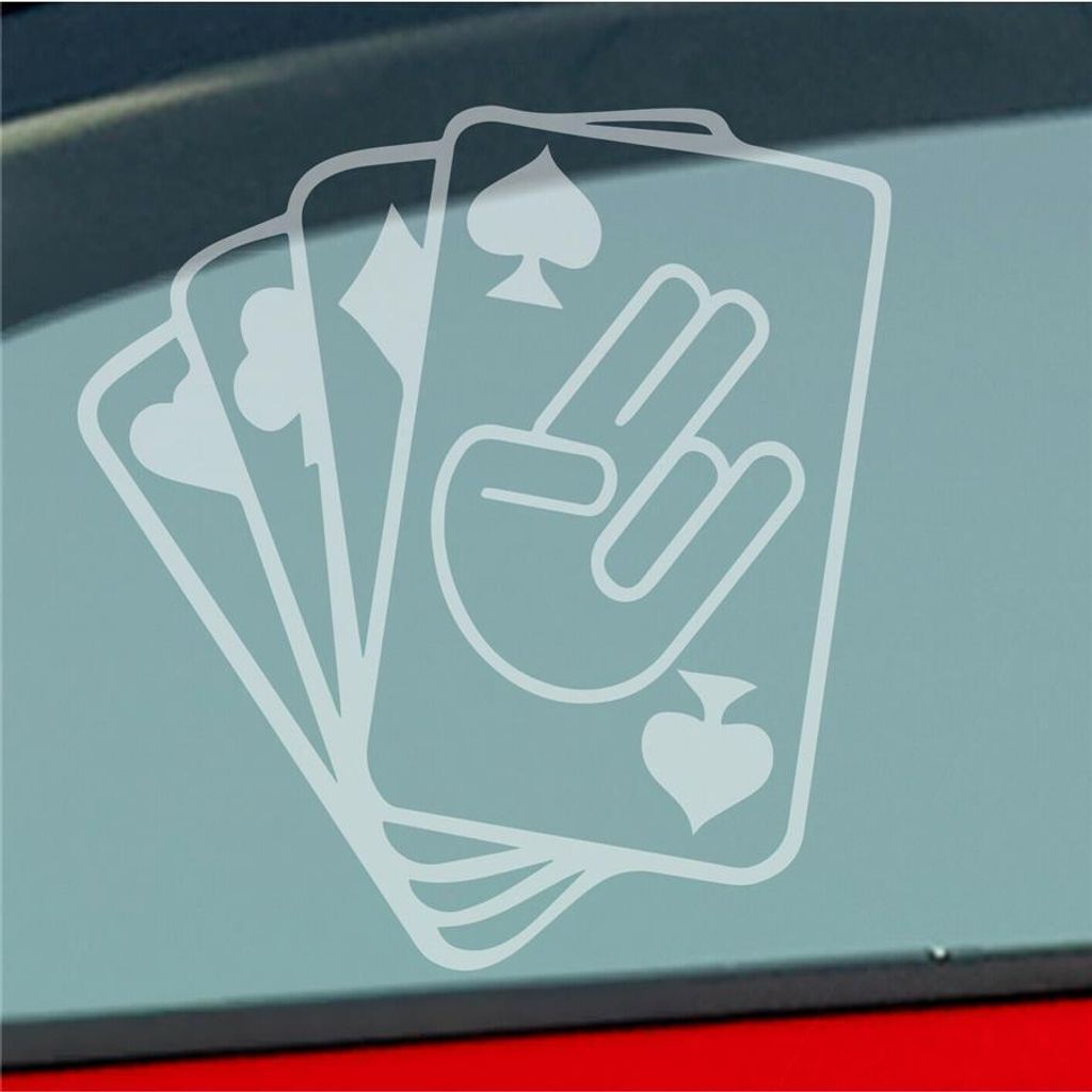Auto Aufkleber Spielkarten Shocker Poker Tuning 10x10 cm Milchglas Sticker Heckscheibenaufkleber