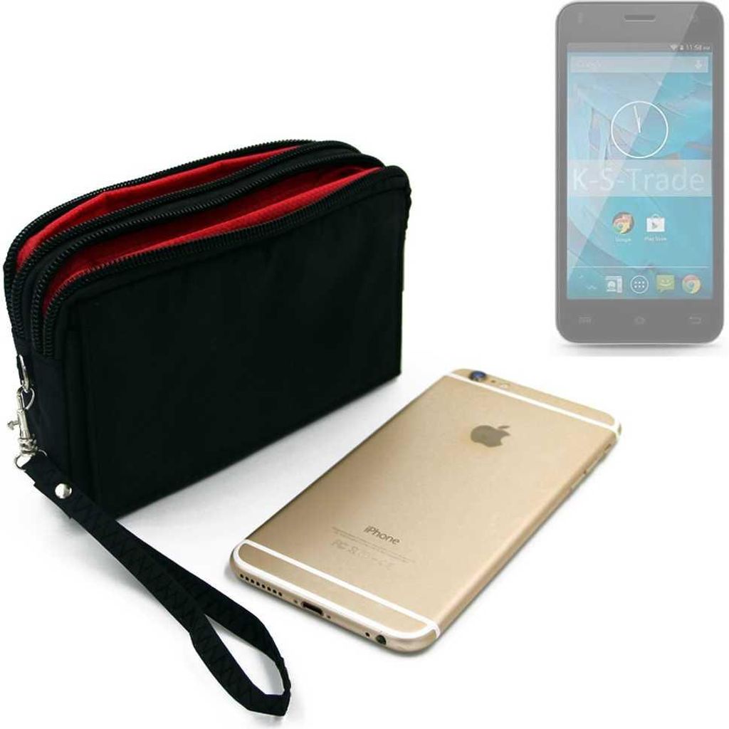 K-S-Trade Schutz Hülle Handy Hülle kompatibel mit Qilive Q.4868 Gürteltasche Travelbag Handytasche mit Zusatzfächern, schwarz