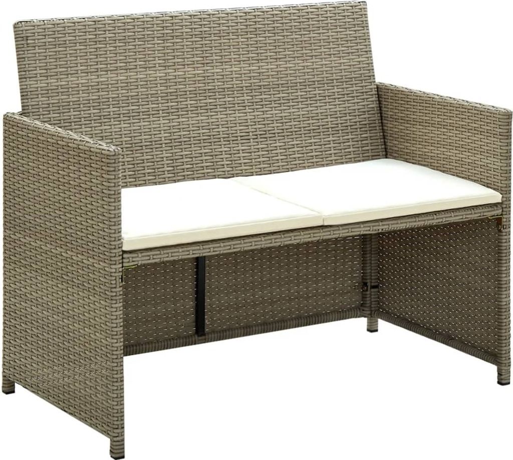 Maison Exclusive - 2-Sitzer-Gartensofa mit Polstern Beige Poly Rattan