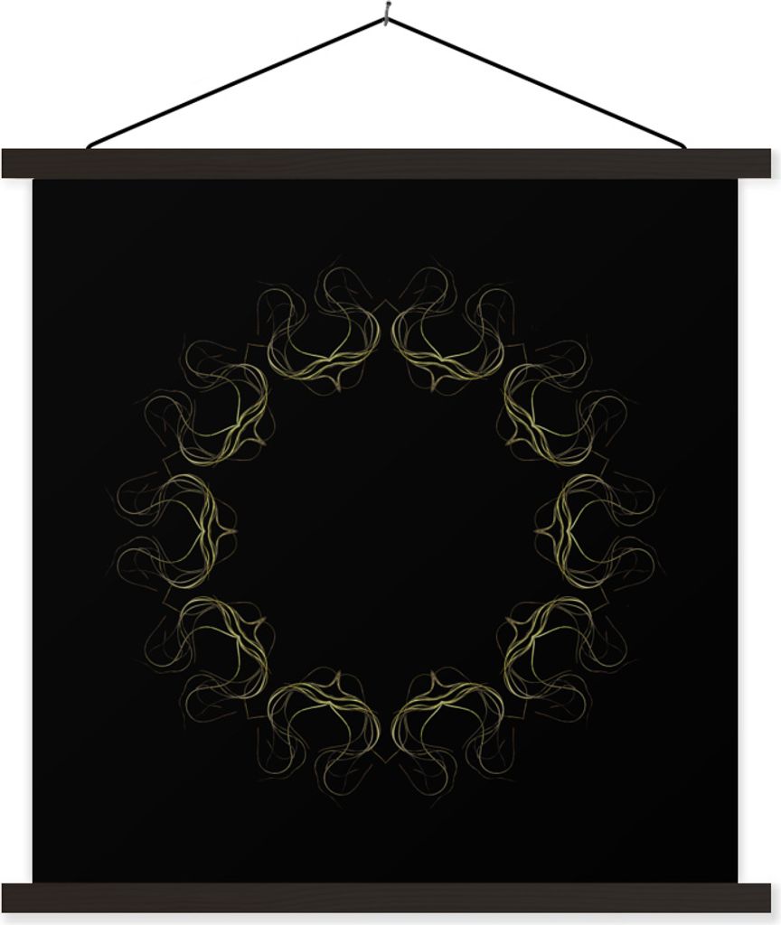 MuchoWow Textilposter Ein Kreis aus mehreren Luftpflanzen auf schwarzem Hintergrund 60x60 cm mit schwarzem Rahmen - Posteraufhänger