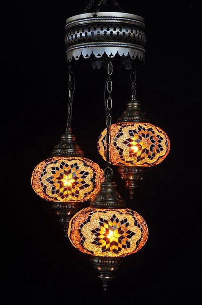 3-kulista lampa wisząca z brązowego szkła mozaikowego - Zdjęcie produktu 