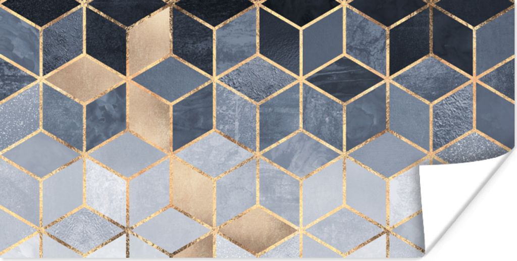 MuchoWow Poster Würfel - Gold - Muster 120x60 cm - Bild