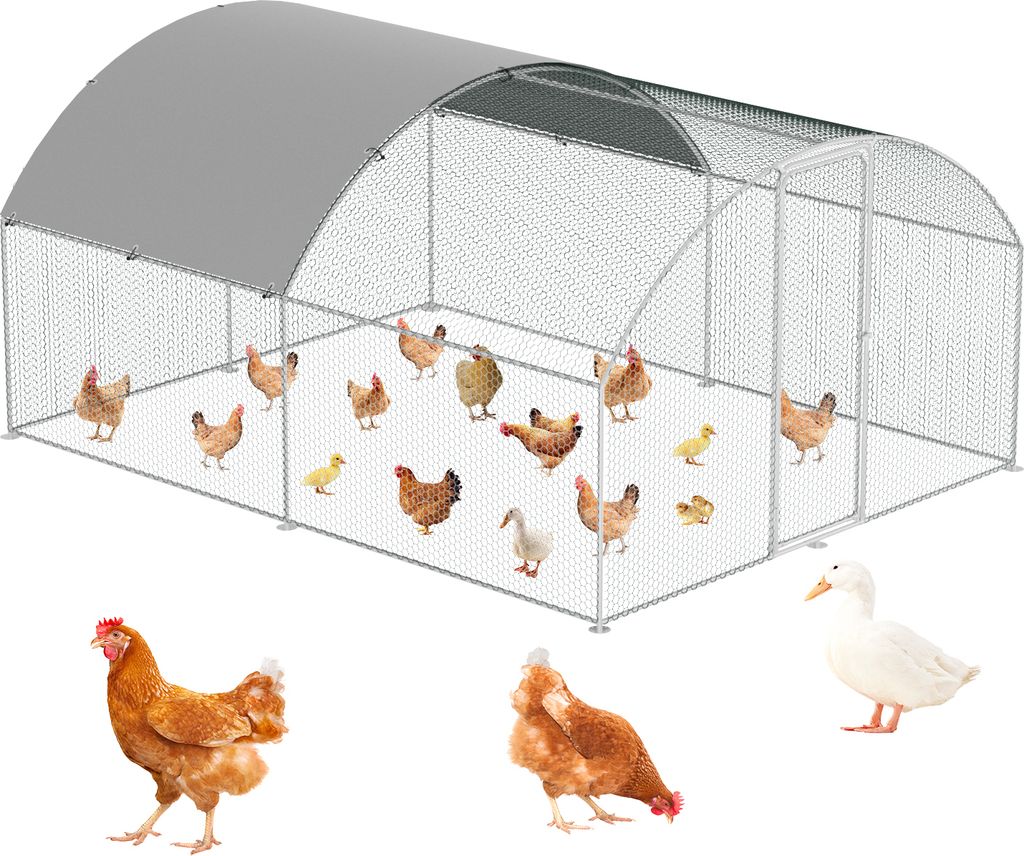 Jopassy Freilaufgehege Hühnerhaus Kuppeldach 3 x 4 x 2 m Outdoor Hühnerstall Dach Geflügelstall, Verzinkter Stahl Kleintierstall Freigehege mit ...