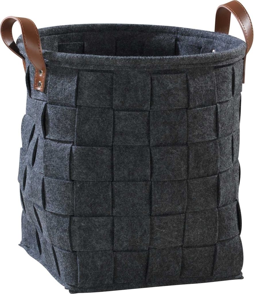 Aufbewahrungskorb - 27 x 27 cm - Dunkelgrau - Filzgeflecht - mit Tragegriffen