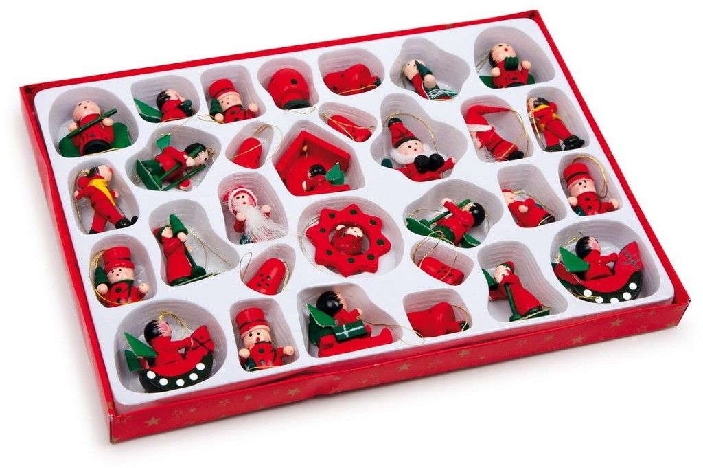 Weihnachtsschmuck Winterzauber, verschiedene Holzfiguren, 50-teilig