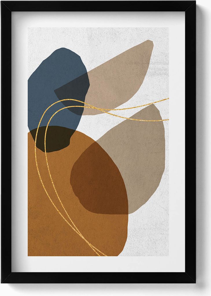 Abstrakte Boho-Komposition– Wandbild mit Rahmen – Gerahmtes Bild – Wanddekoration – 40x60 cm – Schwarz