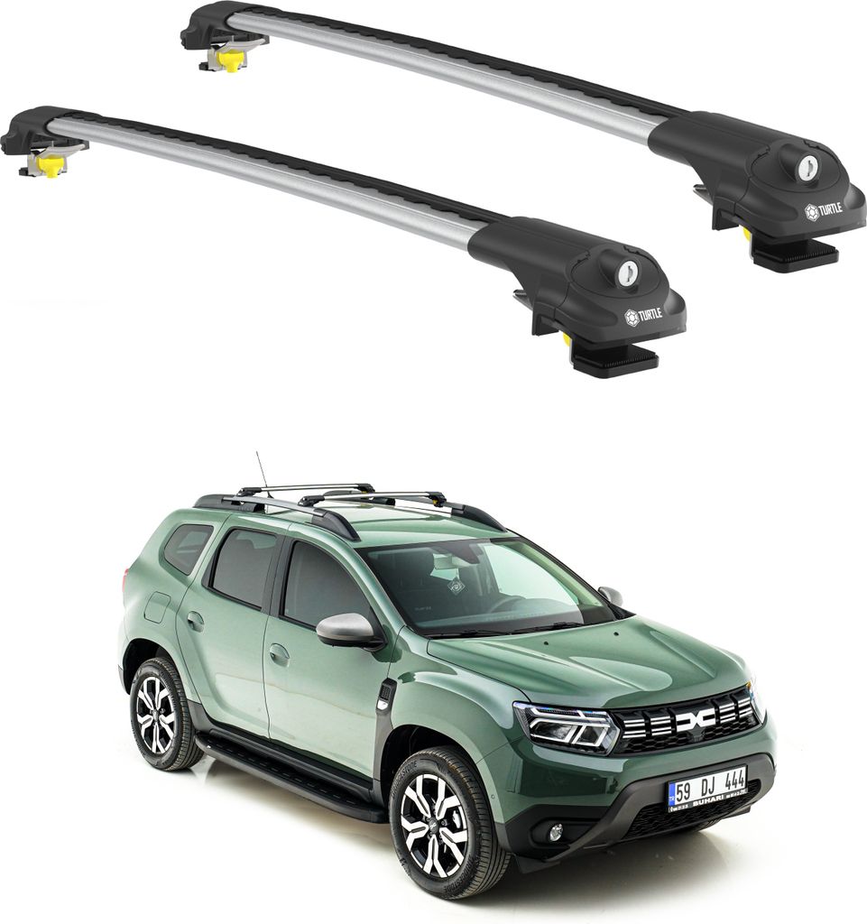 TURTLE DACHTRÄGER AIR-1 DACIA DUSTER Y/EXTREME 2023 2024 Raised Rails , Silber