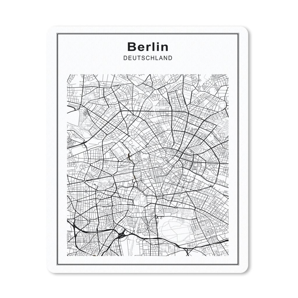 MuchoWow Mauspad Mousepad Stadtplan - Schwarz und Weiß - Berlin 30x40 cm - Mousepads - Maus Mat - Pad - Mausunterlage - Mausmatten