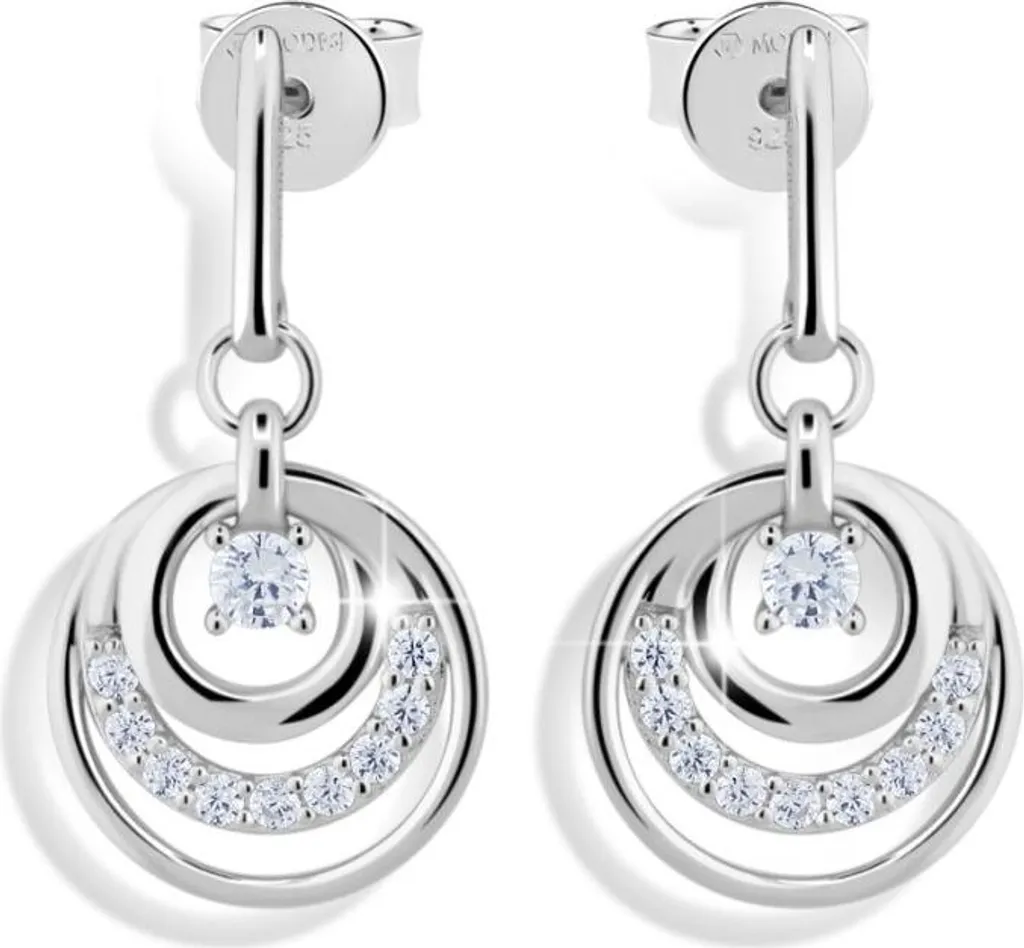 Boucles d'oreilles J230CZ-WN en argent 925 brillant avec zircons