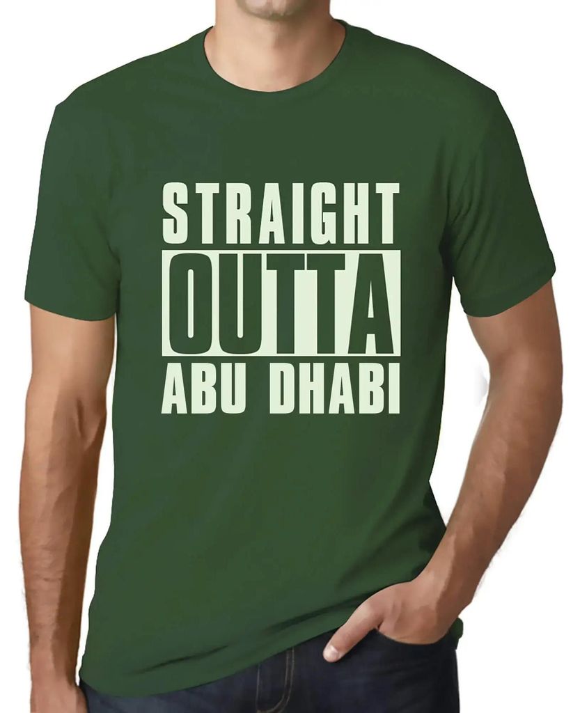 Herren Grafik T-Shirt Straight Outta Abu Dhabi Öko-Verantwortlich Vintage Jahrgang Kurzarm Lustige Druck Geburtstag Geschenk Mann