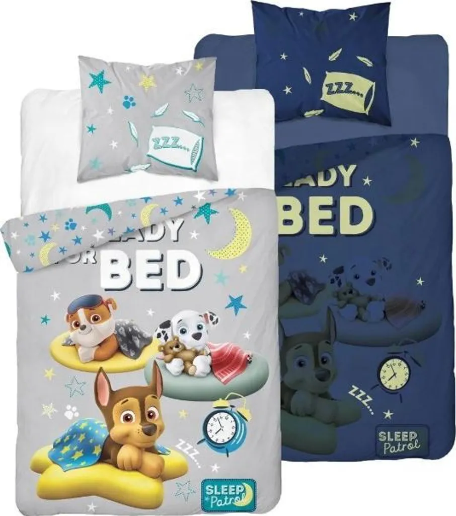 Set Letto Paw Patrol 160x200 Cotone Neon - Biancheria certificata Oeko-Tex