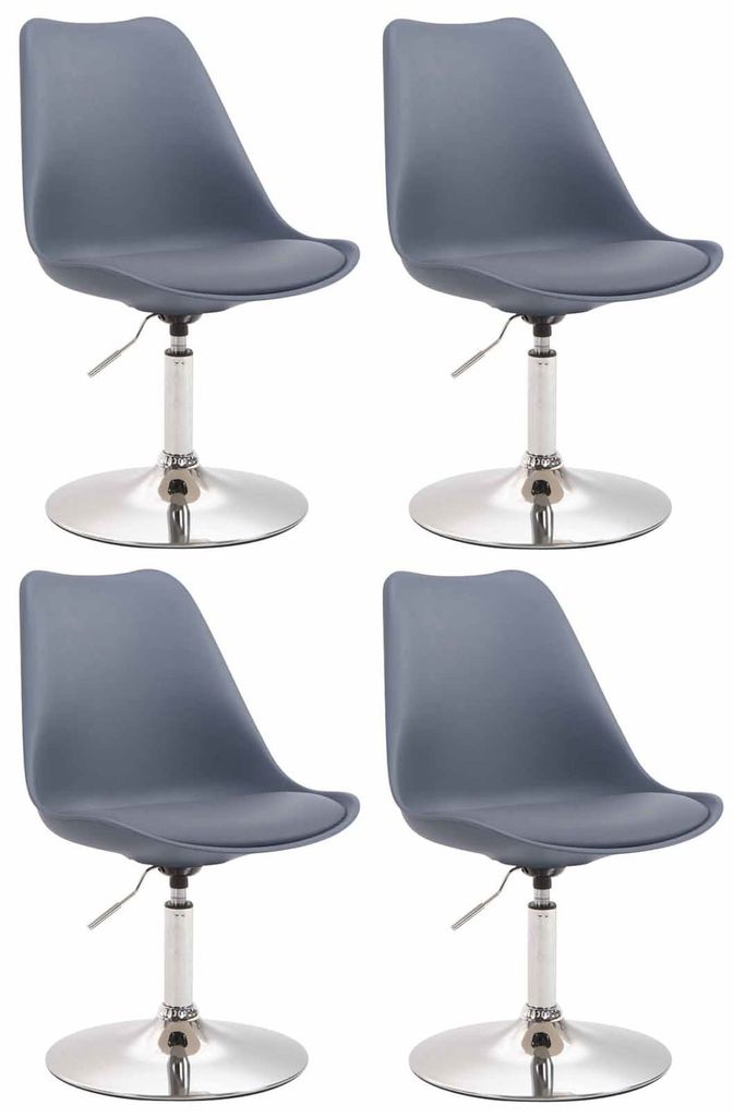 CLP 4er Set Esszimmerstühle Maverick Kunststoff drehbar und stufenlos verstellbar Farbe:grau;Gestell Farbe:chrom