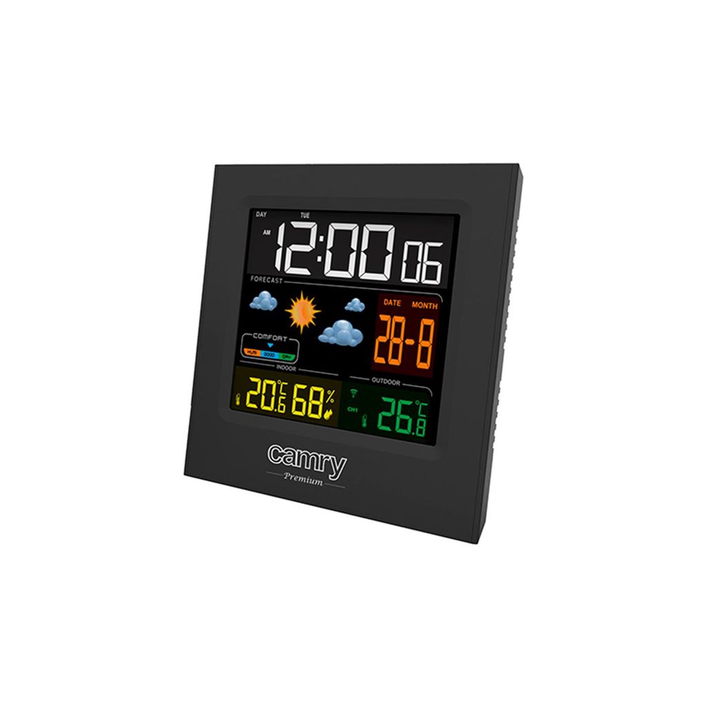 LCD Wecker Wetterstation Thermometer Hygrometer Innen-Außensensor mit Sonde 