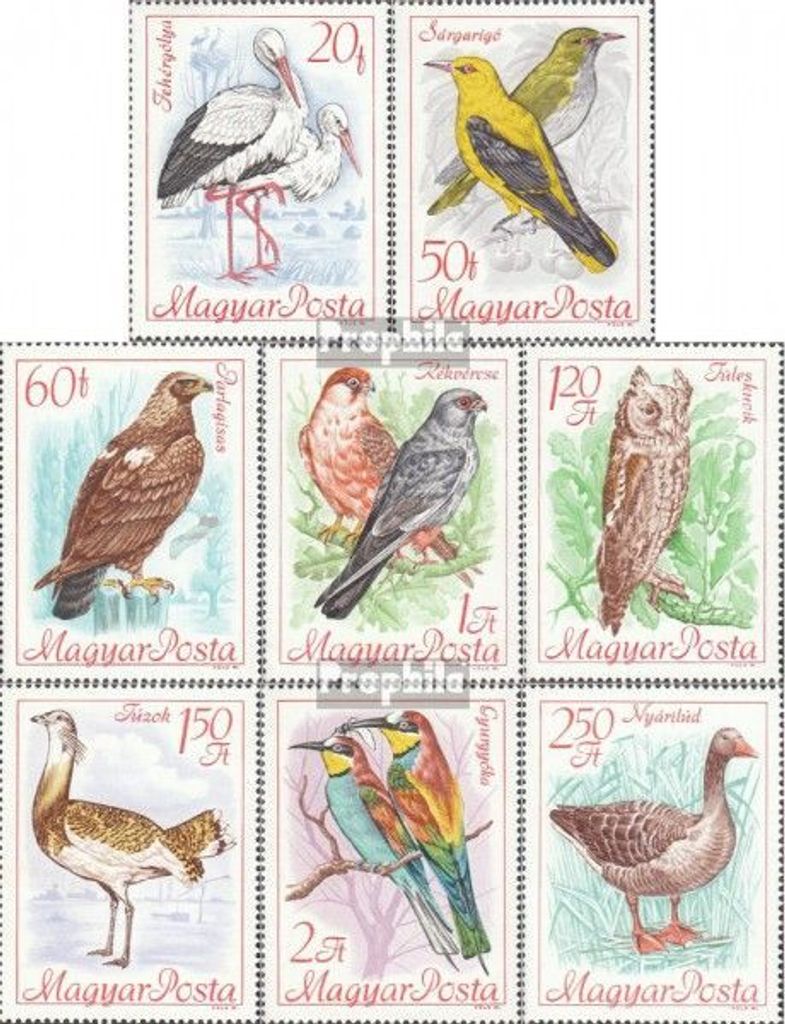 Briefmarken Ungarn 1968 Mi 2398A-2405A (kompl.Ausg.) postfrisch So.-Ausg. zum Kongreß des Internationalen Ornithologischen Rates für Vogelschutz