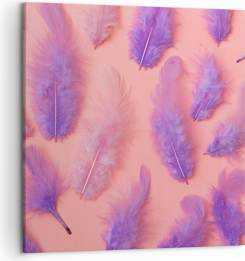 Bild auf Leinwand - Leinwandbild - Vogel Feder Farbe Komposition - 50x50cm - Wand Bild - Wanddeko - Leinwanddruck - Bilder - Kunstdruck - Wanddekor...