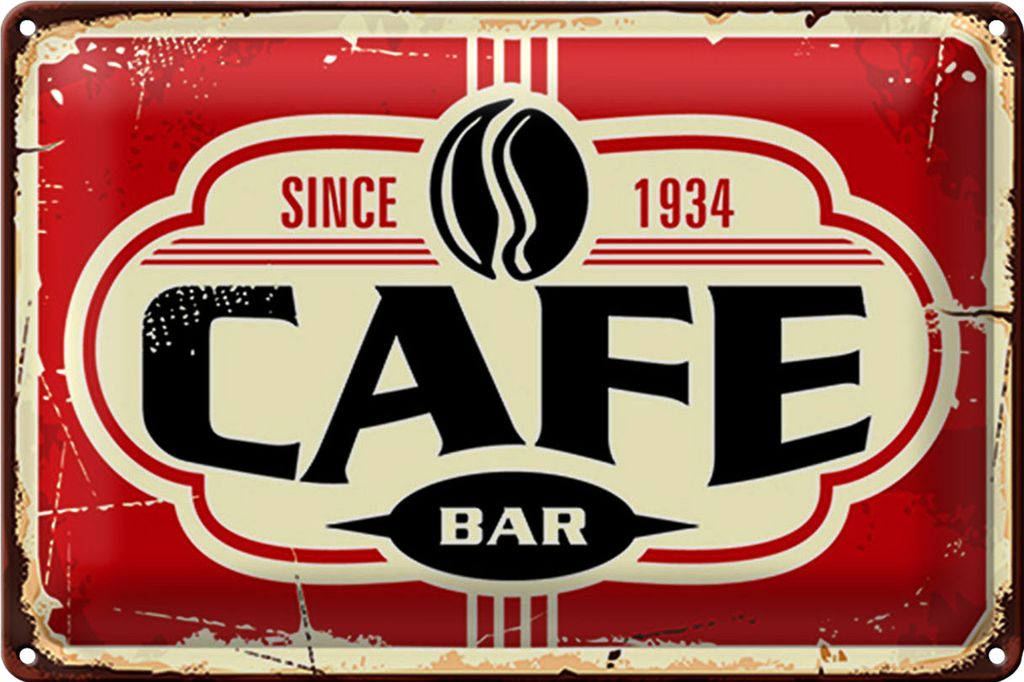 Blechschild Retro 18x12cm Cafe bar Kaffee since 1934