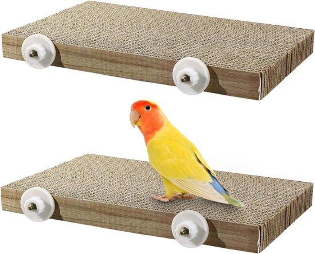 2er Vogelkäfig Sitzstuhl - Vogel Kauen Spielzeug - Groß Karton Spielplatz für Conure und Kaketoe - Zerlegen und Schleifen Plattform Käfig Zubehör
