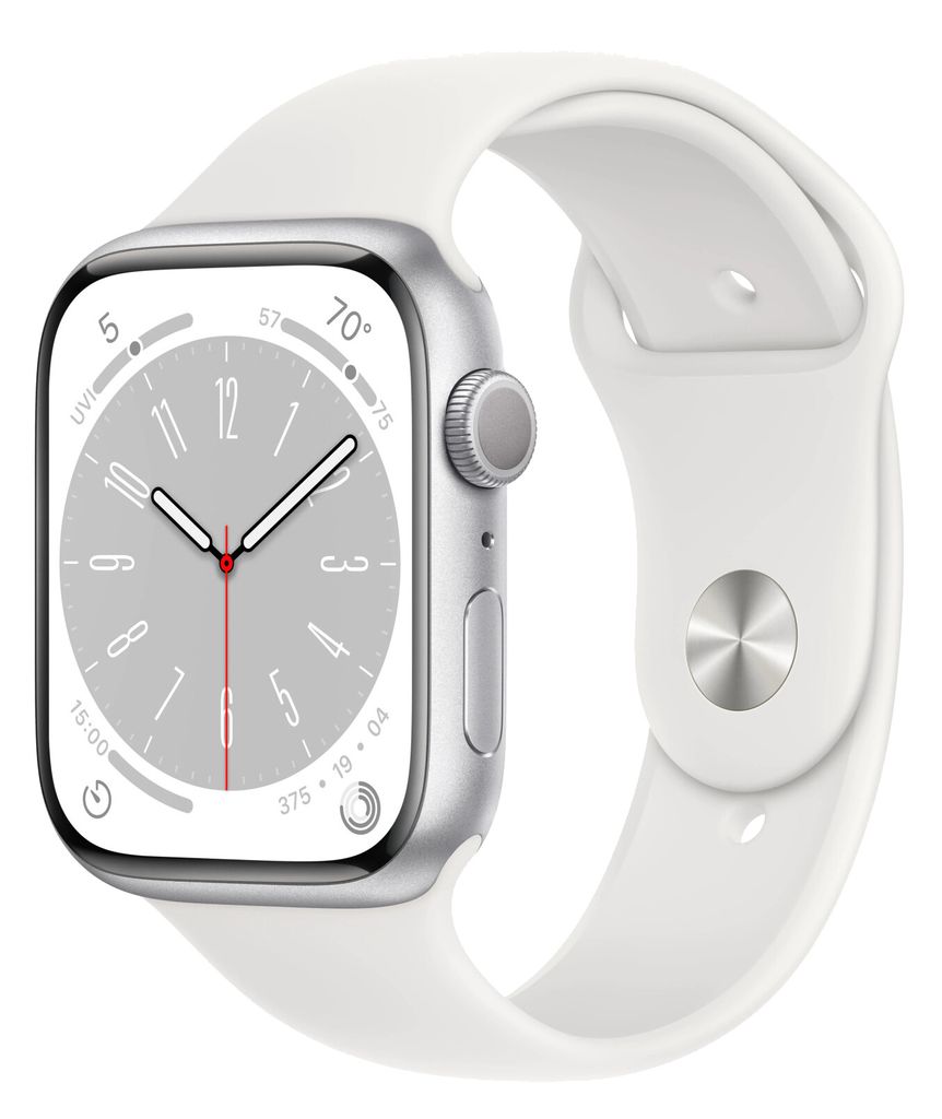 Apple Watch Series 8 GPS 45mm Aluminium silber Sportarmband Produktbild 