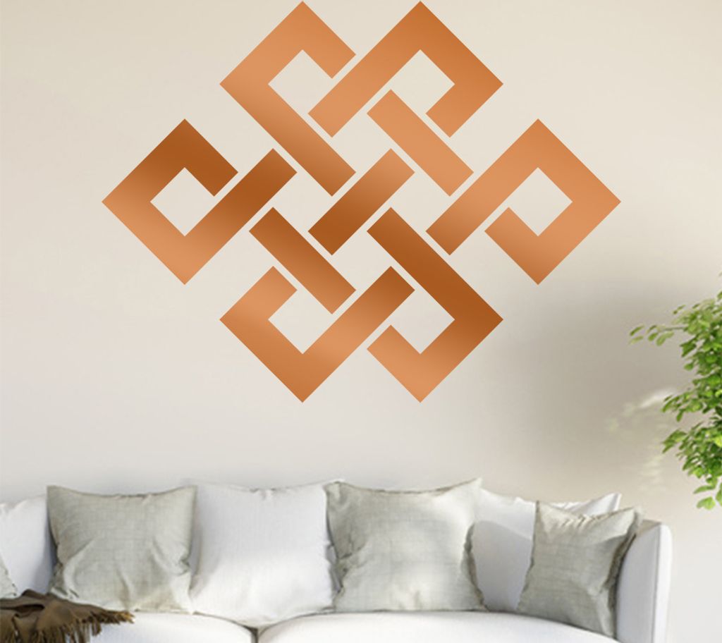 Buddhistischer Endlosknoten Wandtattoo in 6 Größen - Wandaufkleber Wall Sticker - Dekoration, Küche, Wohnzimmer, Schlafzimmer, Badezimmer
