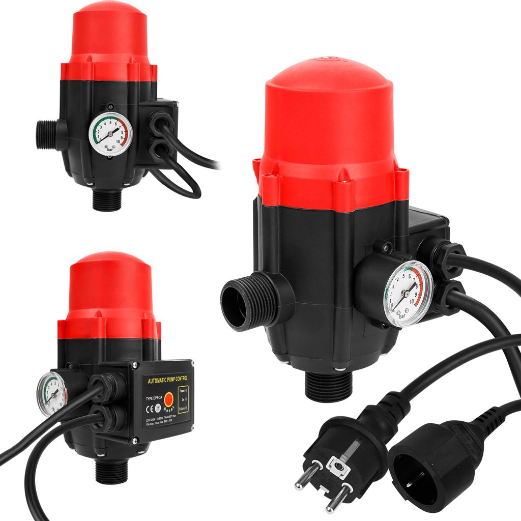 Hengda Pumpensteuerung Druckregler Presscontrol Watertech Druckwächter bis 1.1kw Rot mit kabel