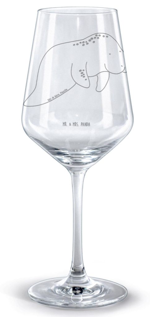 Mr. & Mrs. Panda Rotweinglas mit Gravur Seekuh Chillen - Transparent - Geschenk, Burgunderglas, Kelch, wein glas, Süßigkeiten, Abnehmen, Diät, M...