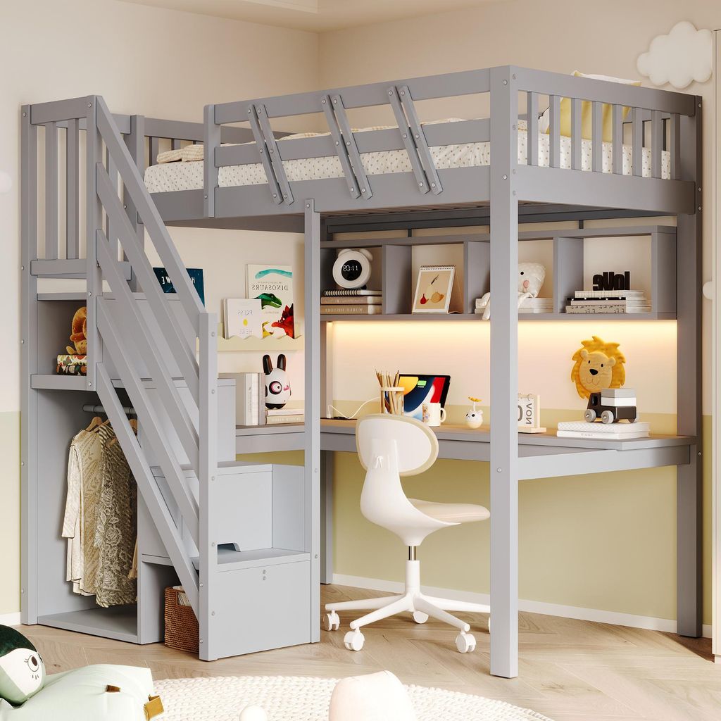 Letto a castello per bambini Merax, 90x200 cm, con scaletta Immagine del prodotto 