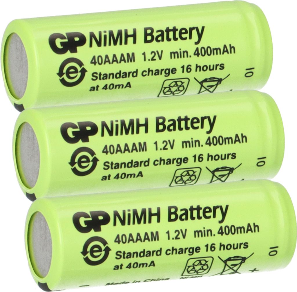 3x GP Akku 2/3 AAA 1,2V / 400mAh GP40AAAM Micro NiMH Akku Produktbild 