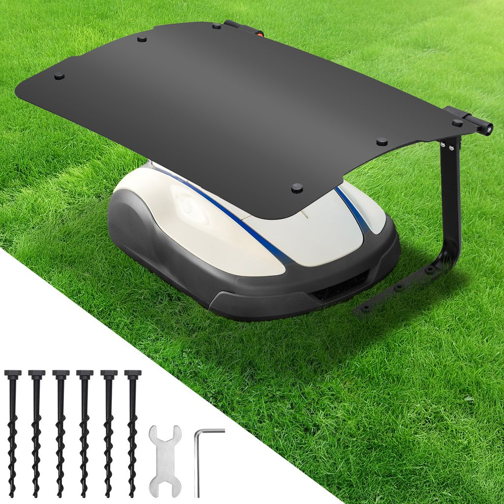 Bettizia Rasenmäher Garage für Mähroboter Carport Klappbare Überdachung DachStahlrahmen Metall Pulverbeschichtet 73x57x40cm Schwarz