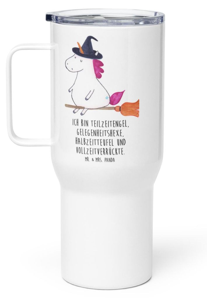 Mr. & Mrs. Panda Thermobecher Einhorn Hexe - Weiß - Geschenk, Unicorn, Teufel, Kaffee-to-go-Becher, Leben, Kaffee-Thermobecher, Frau, Mehrweg-Kaff...