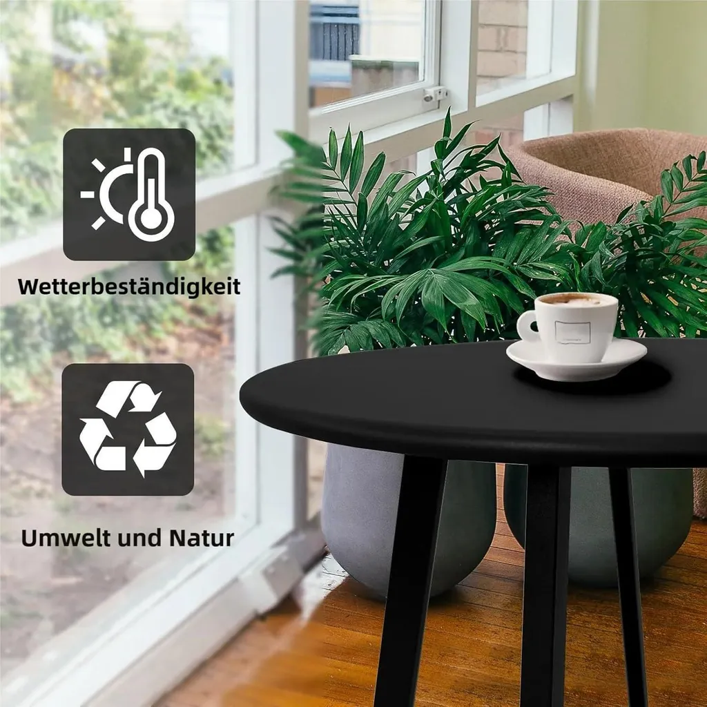Petite Table Métal Noir Imperméable et Résistante pour le Jardin - 5