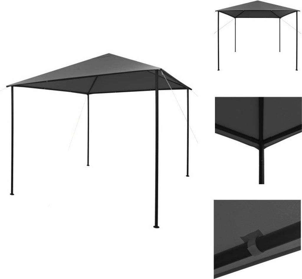 vidaXL Pavillon 3x3 m Anthrazit Stoff und Stahl 180 g/m² - Pavillons & Partyzelte
