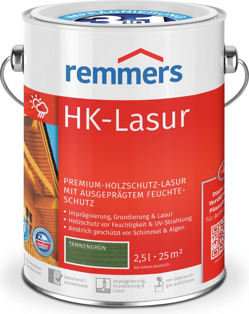 Remmers HK-Lasur 3in1 tannengrün (RC-960) 2,5 l, Holzlasur Produktbild 