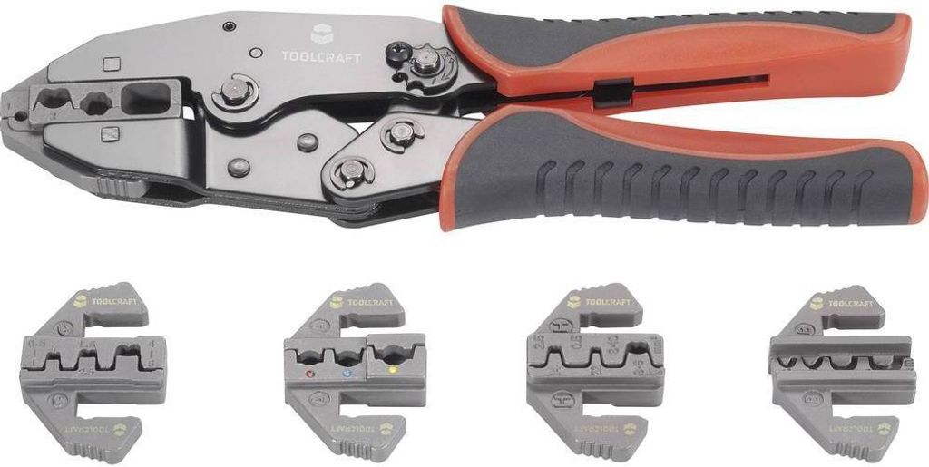 TOOLCRAFT PZ-506 430461 Crimpzangen-Set 6teilig Isolierte Kabelschuhe, Unisolierte, geschlossene Kabelschuhe, Offene, u