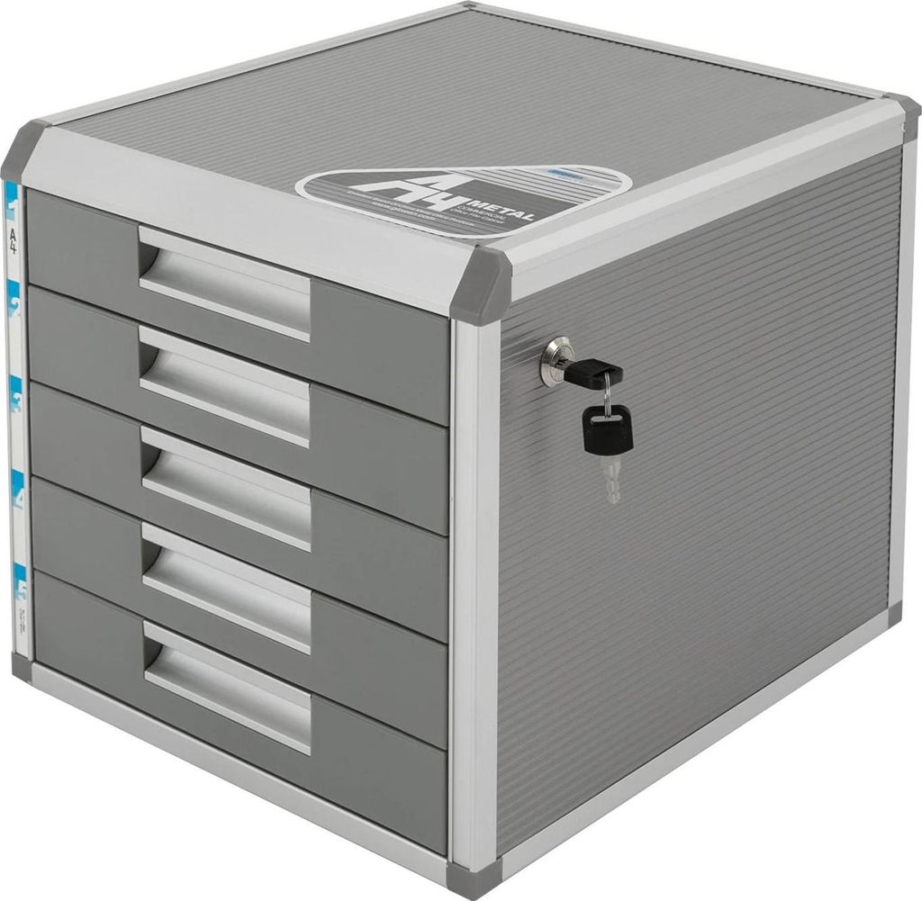 Aktenregal, 5-stufige Aufbewahrung, abschließbares Design, Silber, 1-5 Zellen