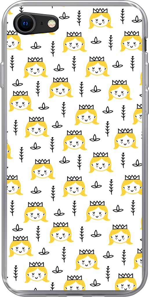 MuchoWow Handyhülle Schutzhülle Hülle für Telefoonhoesje iPhone SE 2020 Mädchen - Prinzessin - Krone - Muster - Mädchen - Kinder - Kinder S...