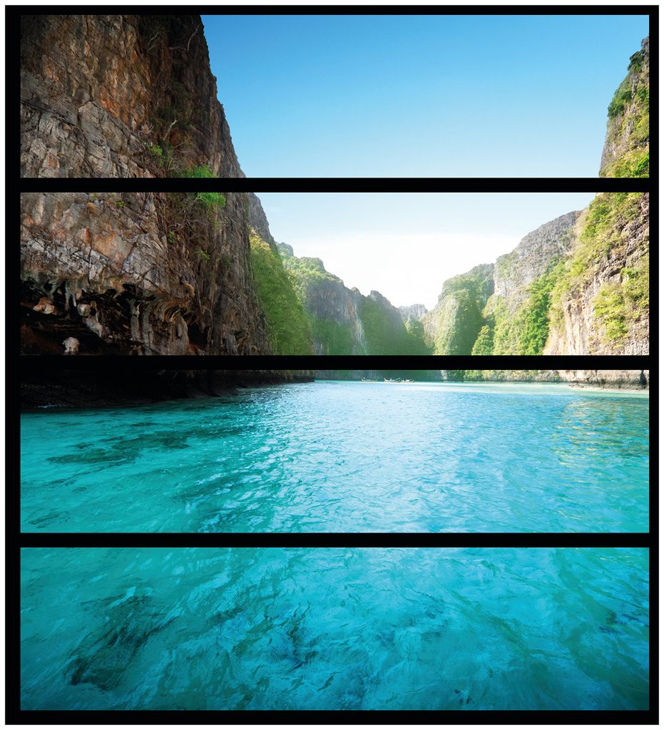 Wallario Möbelfolie / Aufkleber, geeignet für Ikea Malm Kommode mit 4 Schubfächern - Fluss in den Tiefen der Schlucht