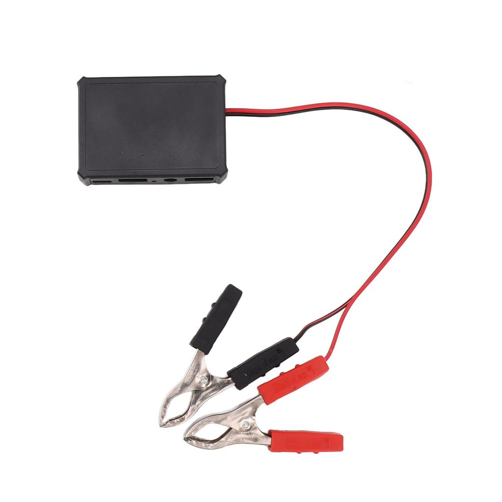 12V auf 24V Krokodilklemmen-Adapter mit Schnellladefunktion und USB-Spannungsregler für Handy und Kamera