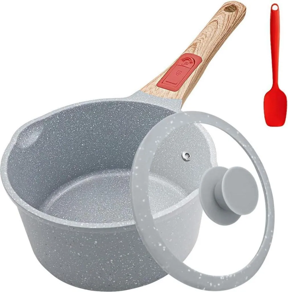 Casseruola Ceramica 16 cm Blu Antiaderente 1,5L con Coperchio per Induzione
