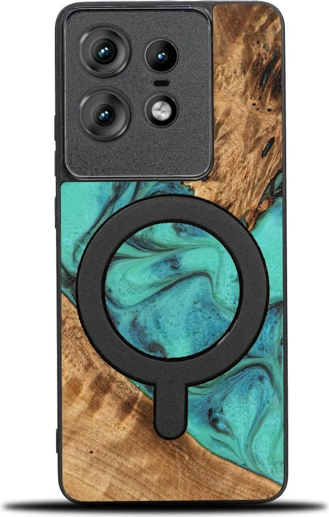Cover Bewood Unique Turchese MagSafe per Motorola Edge 50 Pro | Legno Vero