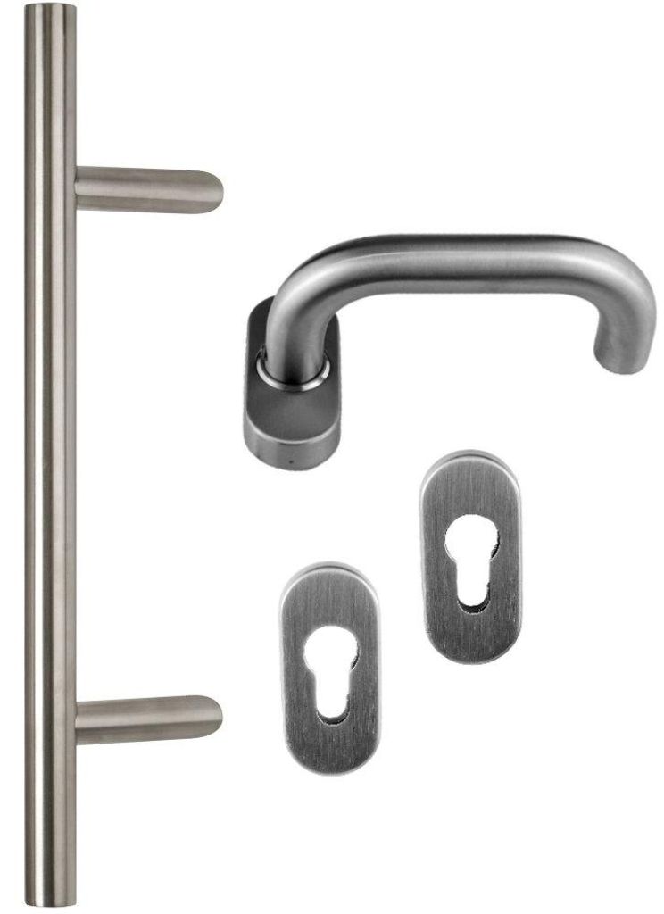 Edelstahl Haustür Griff- Beschlag- Set in verschiedenen Längen Art.Nr.:101.1018 Maß L:1000/ Maß B:700mm