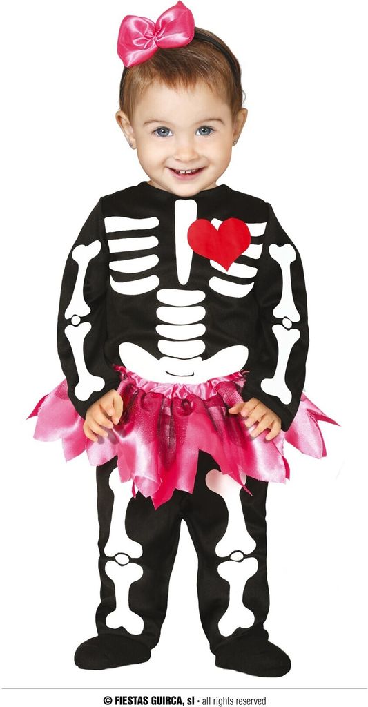 Halloween Skelett Tutu Jumpsuit Haarreif Pink Herz Baby Süß Gruselig Festlich Knochendesign Tüll Niedlich Charmant Einzigartig Kostüm Party, Gr...