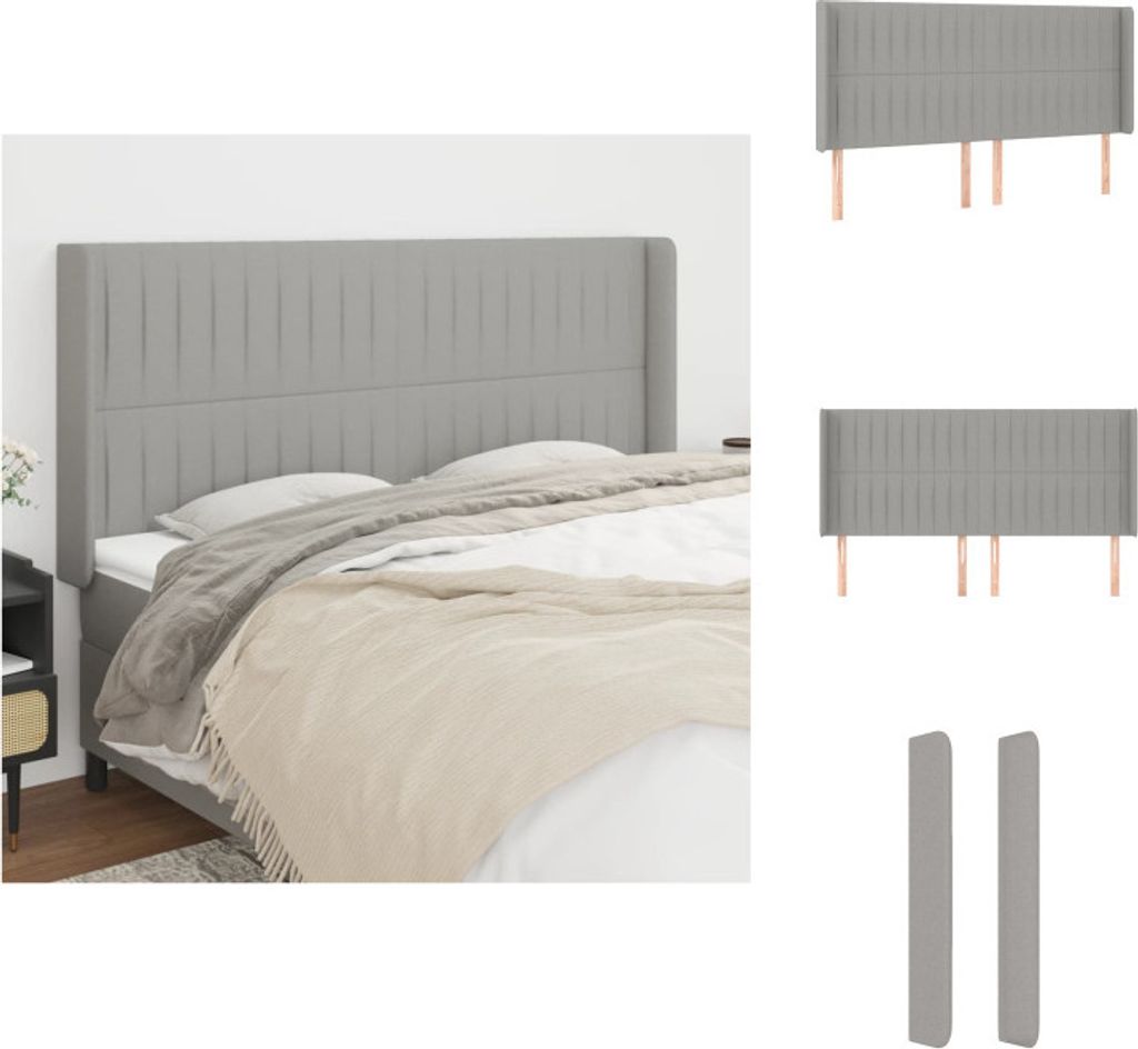 vidaXL Kopfteil mit Ohren Hellgrau 183x16x118/128 cm Stoff - Kopf- & Fußenden