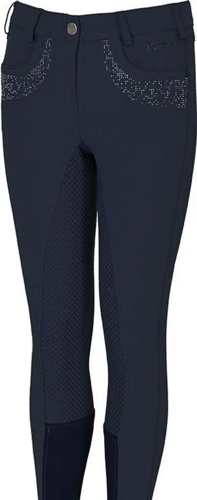 Pikeur Kalotta Grip enfant 164 bleu marine avec fond intégral en silicone
