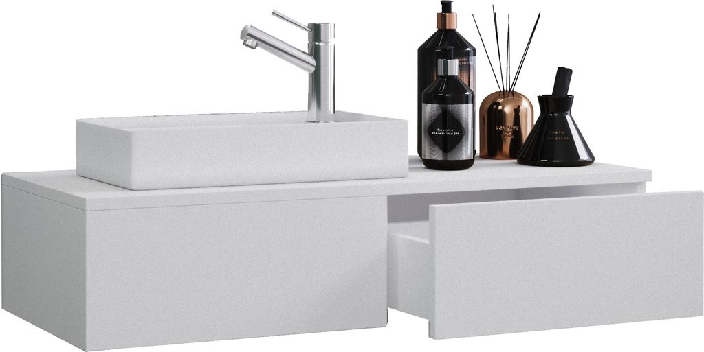 VCM 2-tlg Set | Waschplatz für Gäste WC | Gästebad | Waschtisch Toilette | Badmöbel Badezimmer Set - Gudas