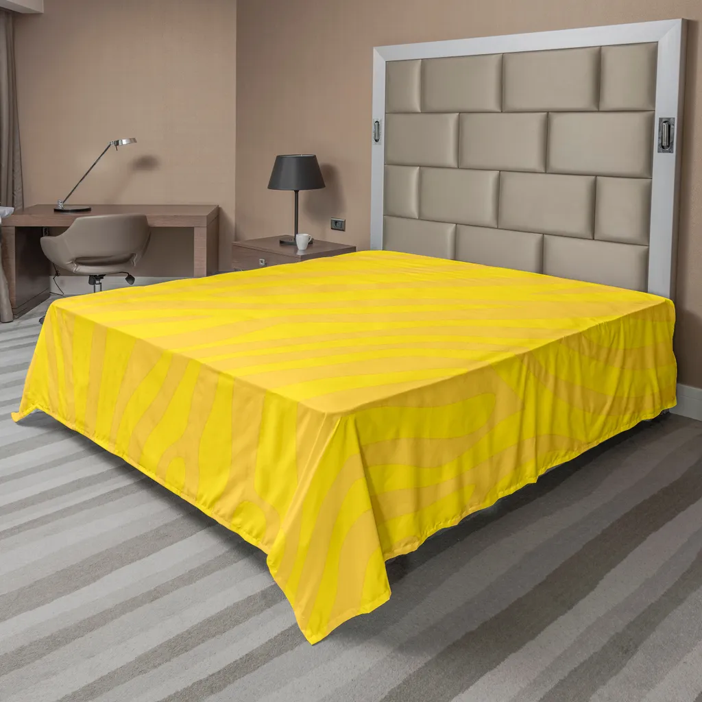 Drap de lit zèbre jaune 266x260 cm, fini les draps rêches et ternes !