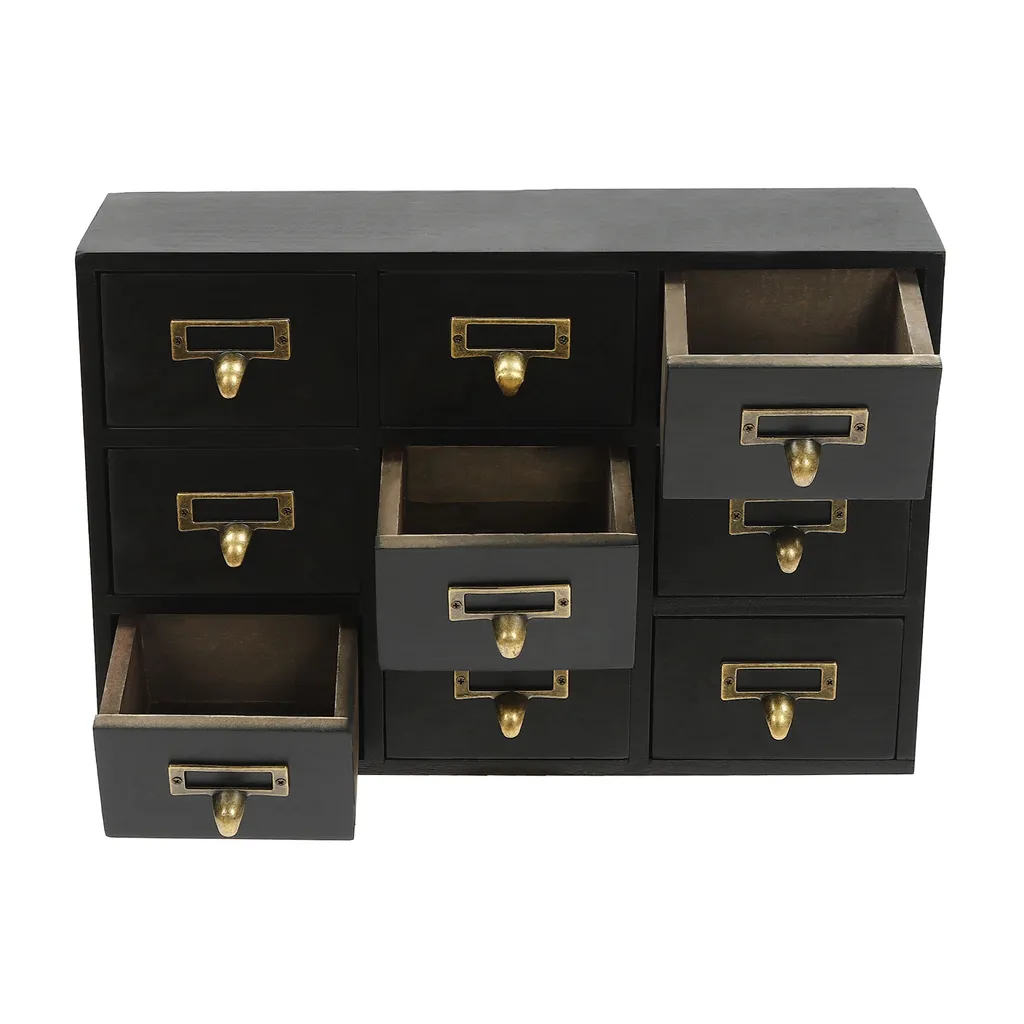 Petit meuble de bureau 9 tiroirs noir pour organiser vos fournitures DIY