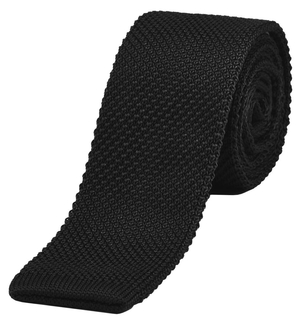 DonDon schmale Strickkrawatte 5 cm - schwarz
