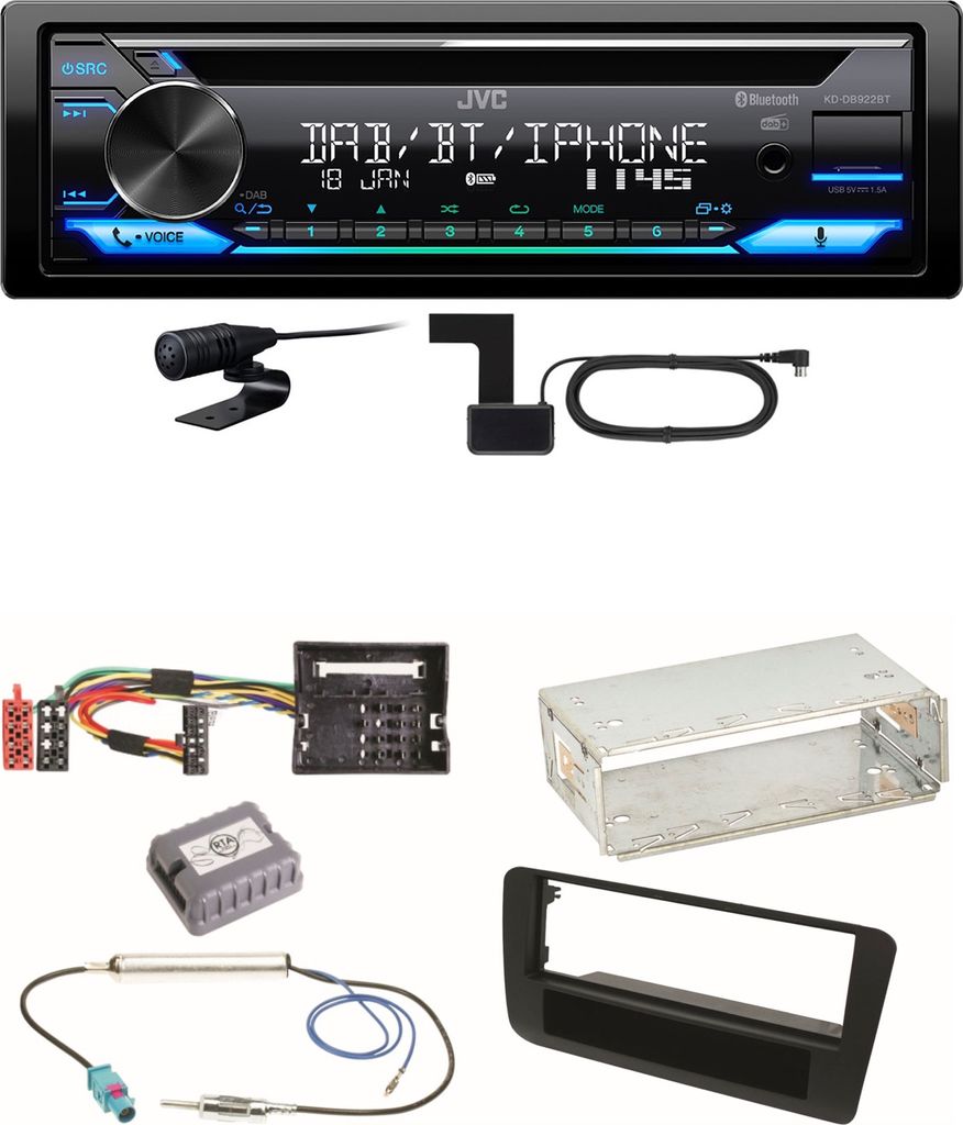 JVC KD-DB922BT Bluetooth Digitalradio USB CD Einbauset für Produktbild 
