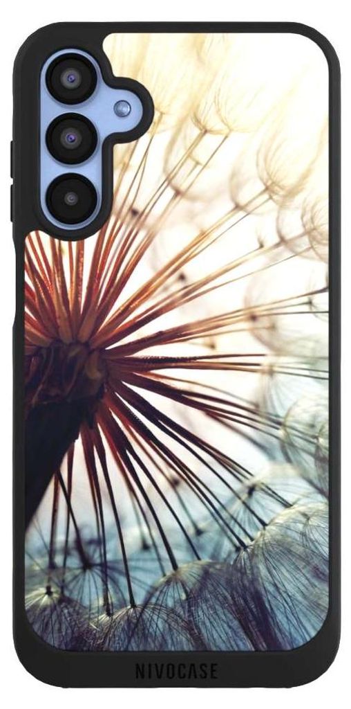 NIVOCASE Handyhülle für Samsung Galaxy A15 5G Hülle NIVOpure Case Schwarz Blumen Fotografie Pusteblume